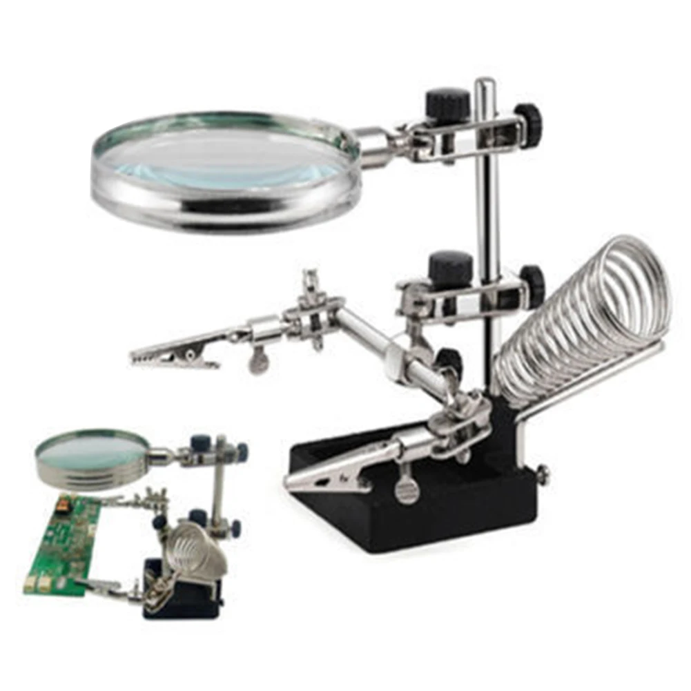 

Magnifier Holder Gift Helping Third Hand Clamp Desktop Jewelry Loupe Professional Soldering Iron Stand Repairing Tools Home