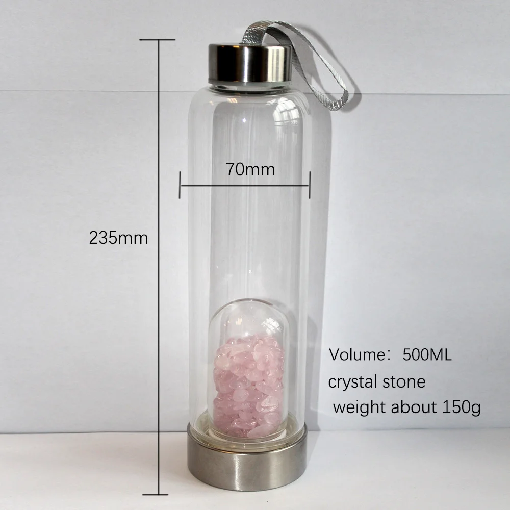 Природный гравий Хрустальный напиток бутылка воды неравномерность кварцевый камень Питьевая чашка для воды исцеляющая энергия бутылка с драгоценными камнями подарок