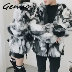 Роскошная зимняя мужская длинная куртка с искусственным мехом 2019 теплая Толстая куртка с лисьим мехом черная/белая контрастная цветная
