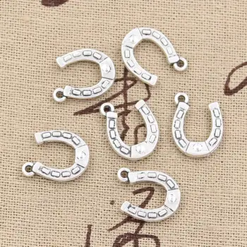 

30pcs Charms Lucky Horseshoe Horse 15x12mm Antique Bronze Silver Color Plated Pendants Making DIY Handmade Tibetan Jewelry