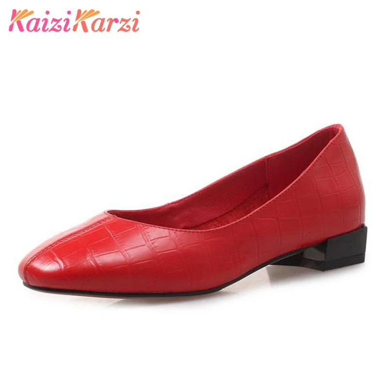 

KaiziKarzi Women Flats Shoes Genuine Leather Shoes Women Concise Round Toe Solid Color Casual Designer Flat Footwear Size 34-43