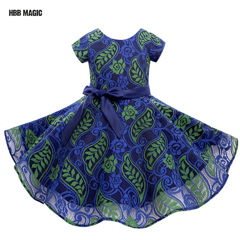 

Teenager Vintage Lace Blue Floral Girl Dress Summer Clothes Cotton Kids Dresses For Girls Wedding Party Princess Dress Costume
