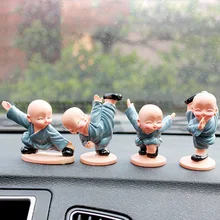 Dongzhen 4x Авто Украшения кунг-фу маленькие монахи смолы творческий Майтрейя подарки Украшения кукла автомобиль Салонные аксессуары