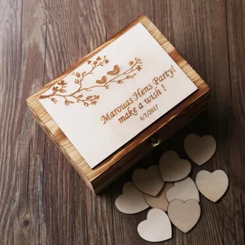 

Alternative Wedding Guest Book, Custom rustic Wedding recipe Box, Personalized Wooden Engraved Keepsake Box, bridal shower gift