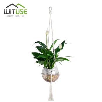 

WITUSE Plant Hanger 4 Leg Macrame Plant Hanger Flowerpot Holder Hanging Basket Flower Hanger Hooks Garden pot Lifting Rope 1.2m