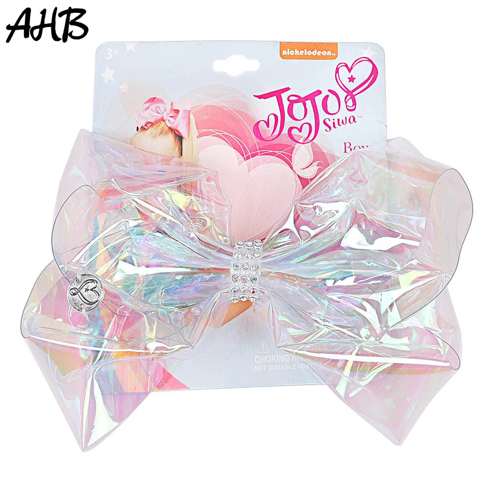 

AHB Fashion Jelly Bow 6" Transparent JO JO Bows Hair Clips for Girls with Rhinestone Party Hairgrips Kids Hair Bows Accessories