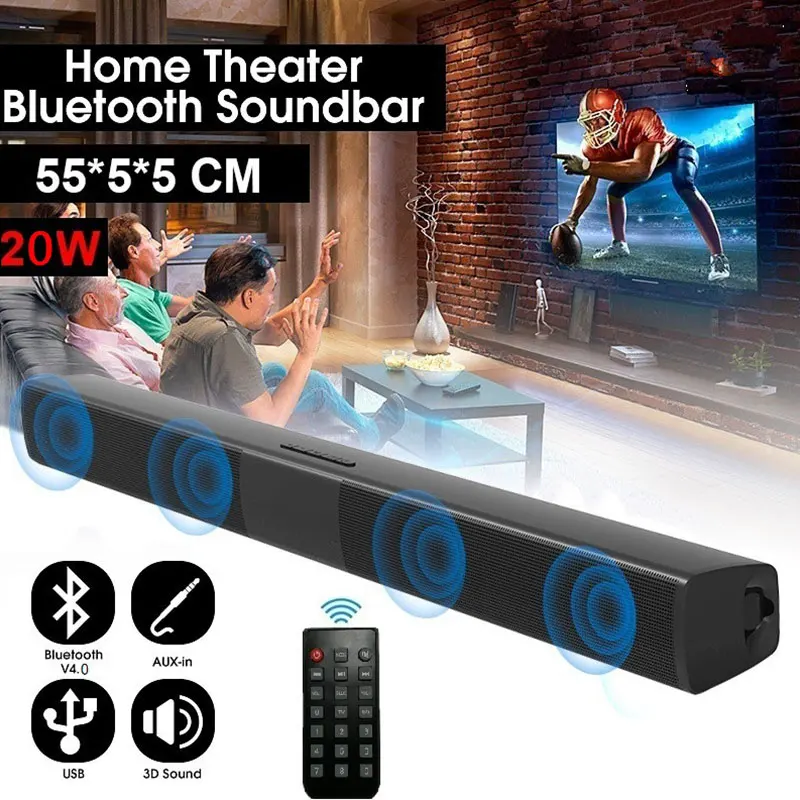 Большая мощность 20 Вт HIFI Портативный беспроводной Bluetooth динамик стерео Саундбар