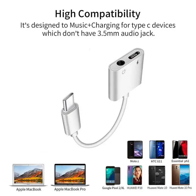 2 в 1 usb type-C+ 3,5 мм AUX аудио конвертер адаптер PD Быстрая зарядка для iPad Pro для Xiaomi/HuaWeo/SamSung ПК ноутбука
