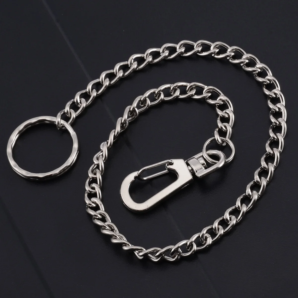 

Vintage Silver Color Extra Long Metal Keyring Keychain Chain Hipster Key Wallet Belt Ring For Women Men Jewelry