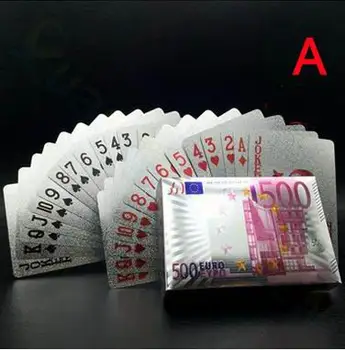 

Euro US dollars Style Waterproof Plastic Playing Cards Gold Foil Poker Golden Poker Cards 24K Gold-Foil Plated Playing Cards Pok