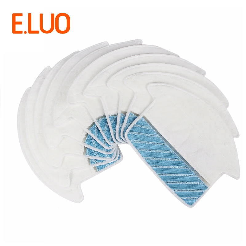 

E.LUO 10pcs White and Blue Mop Cloth Replacement Washable Rag for Cleaner Accessories for 800-EG 810 830 CEN82 Vacuum Cleaner
