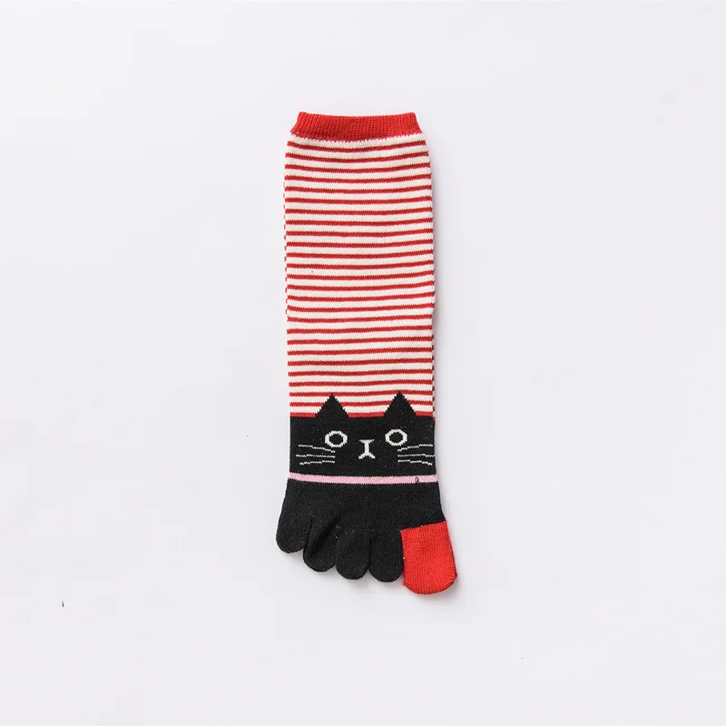 VERIDICAL 5 пар/лот хлопок 5 пальцев носки для женщин девушка кошка полоса пять пальцев носки милые короткие носки Harajuku 2 размера
