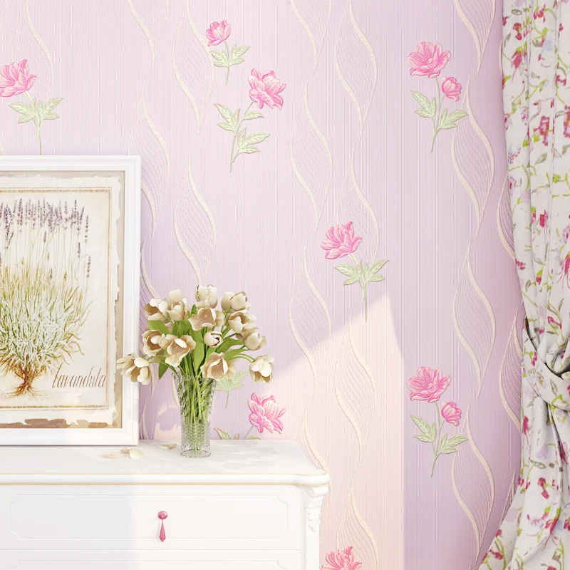 Girls Bedroom Wallpaper 3D Romantic Rustic Wall Paper for Children Room Walls Non-woven Wallpaper Princess Pink Beige Purple Girls Bedroom Wallpaper 3D Romantic Rustic Wall Paper for Children Room Walls Non-woven Wallpaper Princess Pink Beige Purple
