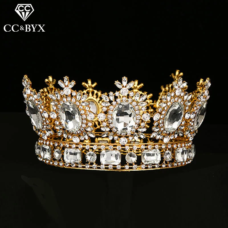 CC Tiaras And Crowns Pageant Luxury Shine Crystal Rhinestone Queen Wedding Hair Accessories Bridal Engagement Jewelry Gift xq012