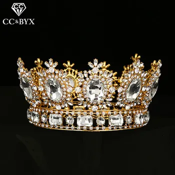 

CC Tiaras And Crowns Pageant Luxury Shine Crystal Rhinestone Queen Wedding Hair Accessories Bridal Engagement Jewelry Gift xq012