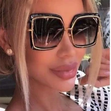 Металлические Квадратные Солнцезащитные очки для женщин Ретро дизайнерские брендовые Роскошные Черепаховые Солнцезащитные очки женские трендовые оттенки для женщин градиентное стекло