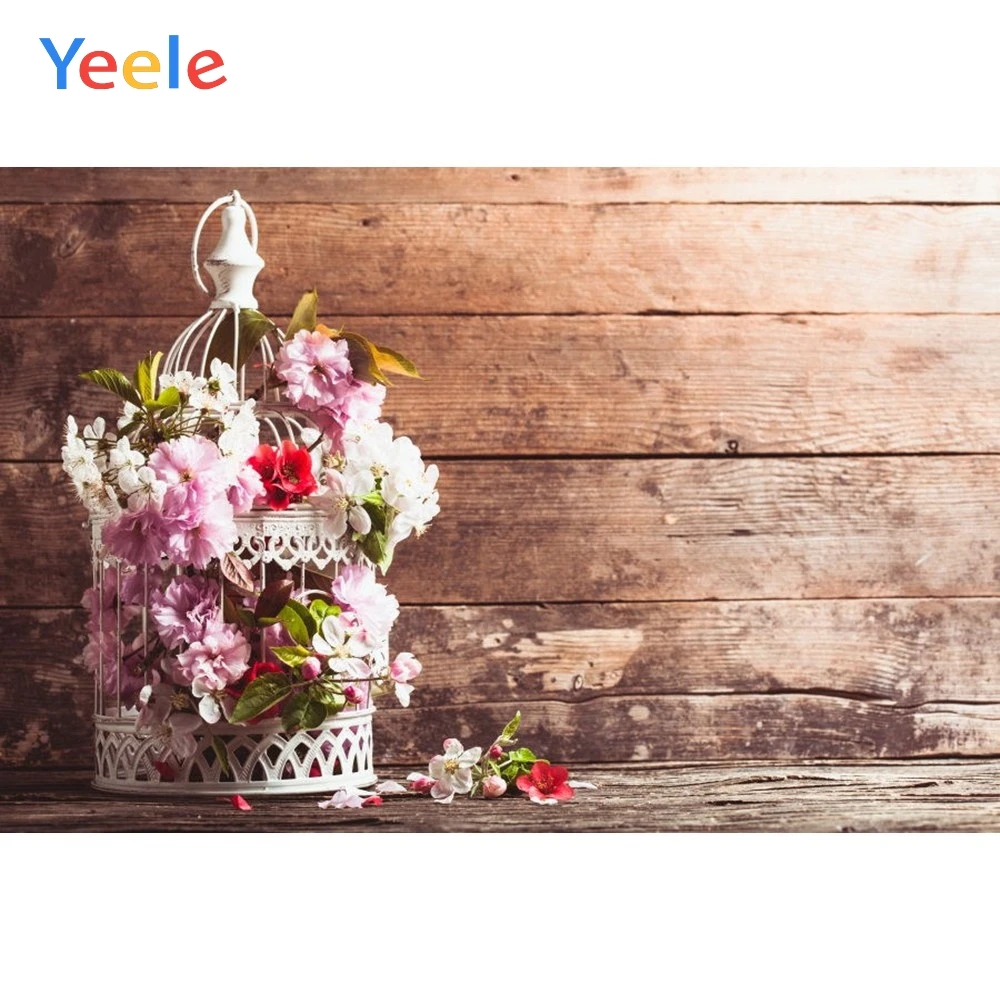 

Yeele Vinyl Wood Board flowers Children Birthday Party Photography Background Wedding Love Photographic Backdrop Photo Studio
