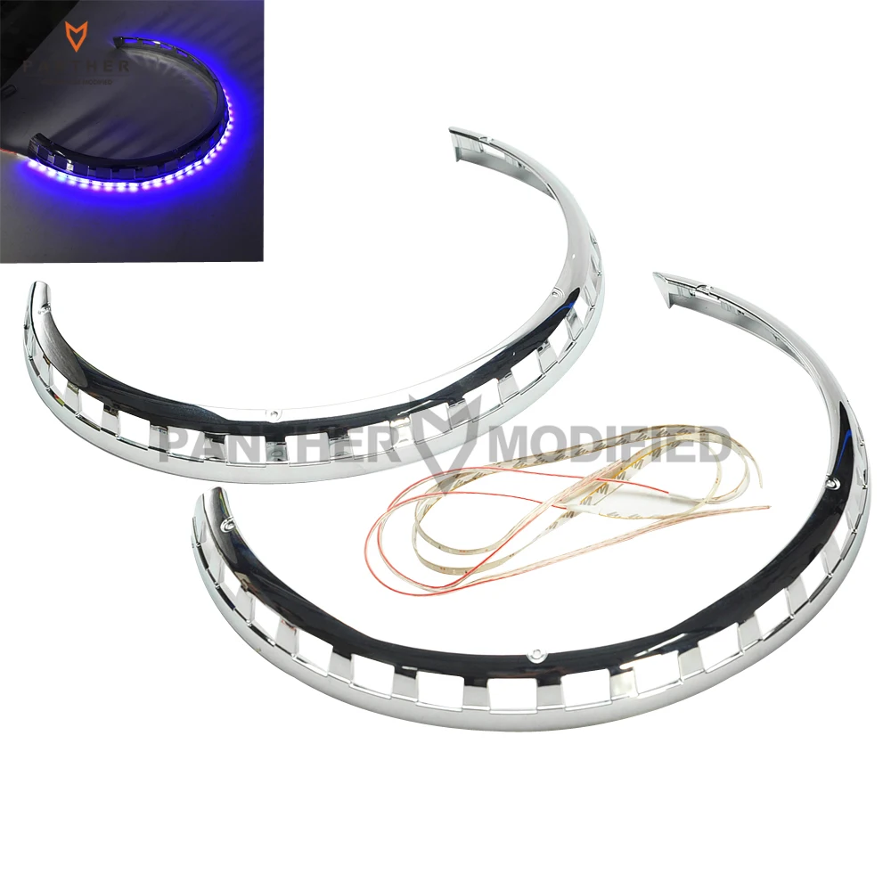

Chrome Motorcycle Brake Rotor Covers LED Fire Ring Blue Red case for Honda Goldwing GL1800 2001-2014