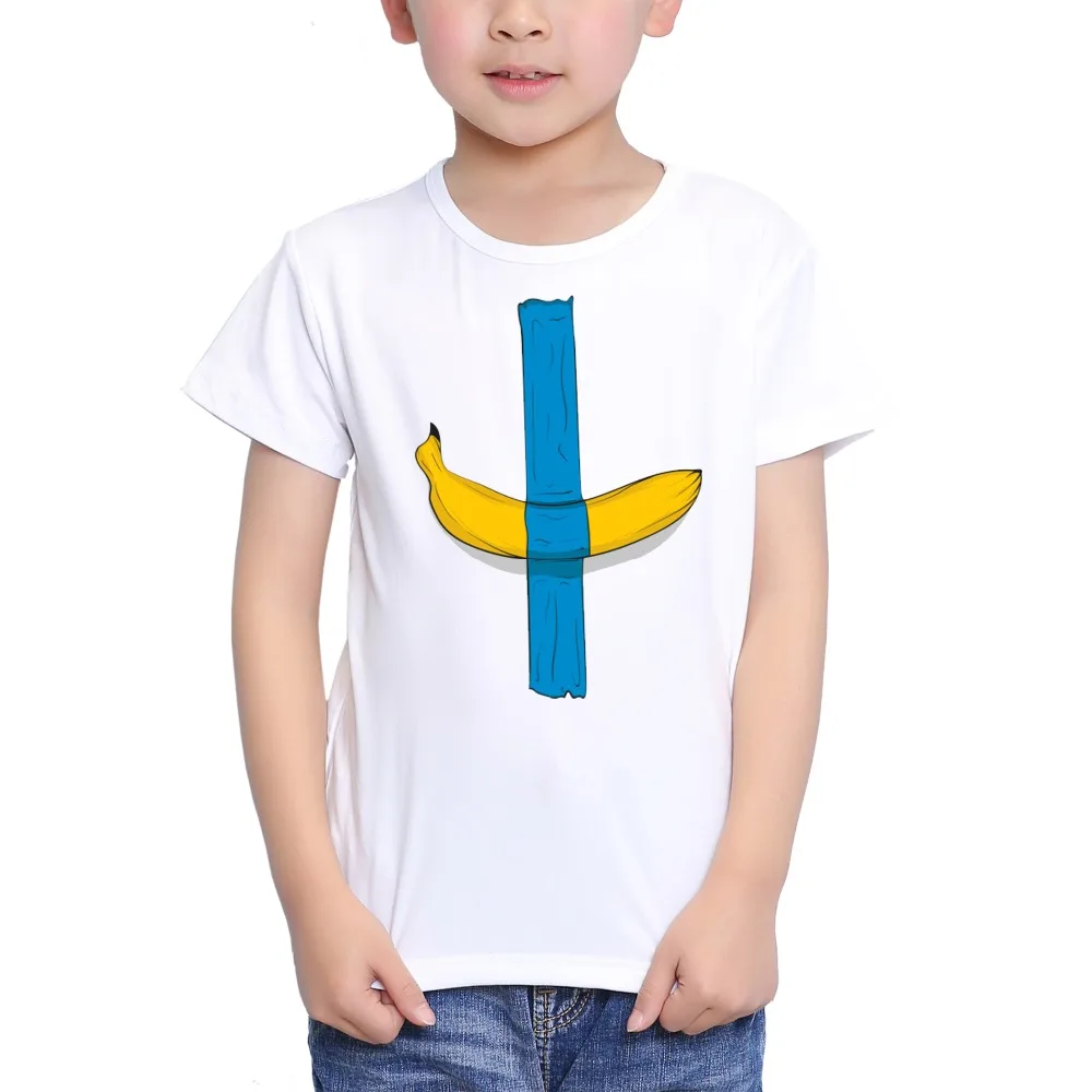 

TEEHEART Boys/girls's Modal T-shirt Funny Tape a Banana Printed 18M-10T Summer Children Casual Clothing TA400