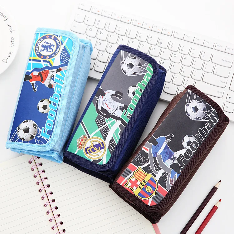 

Soccer Kid boy capacity Oxford Multifunctional Pencil Bag Durable Pencil Case Multi-Layer children student school Storage pouch