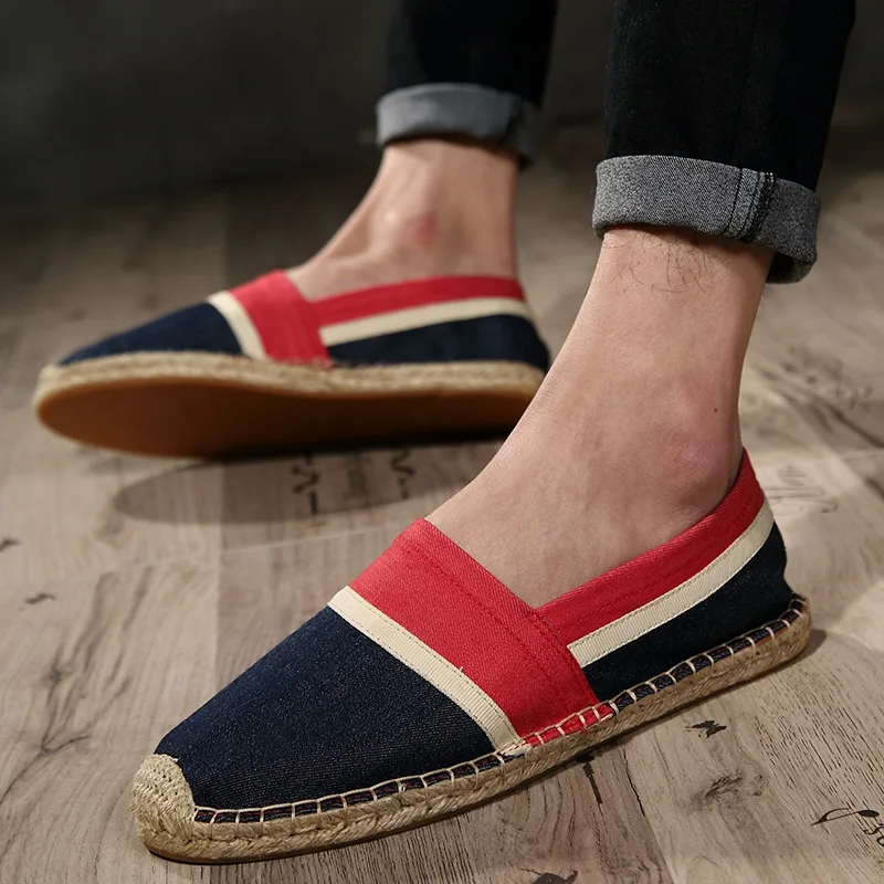 JINBEILEE Men's Graffiti Canvas Walking Shoes Breathable Comfortable Wear-resistant Colorblock Hemp Fisherman's Shoes JINBEILEE Men's Graffiti Canvas Walking Shoes Breathable Comfortable Wear-resistant Colorblock Hemp Fisherman's Shoes