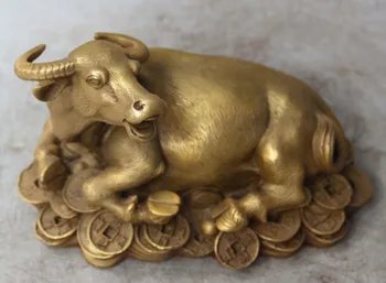 

Free delivery of pure bronze wealth silver coin ox Unicorn Animal Statue