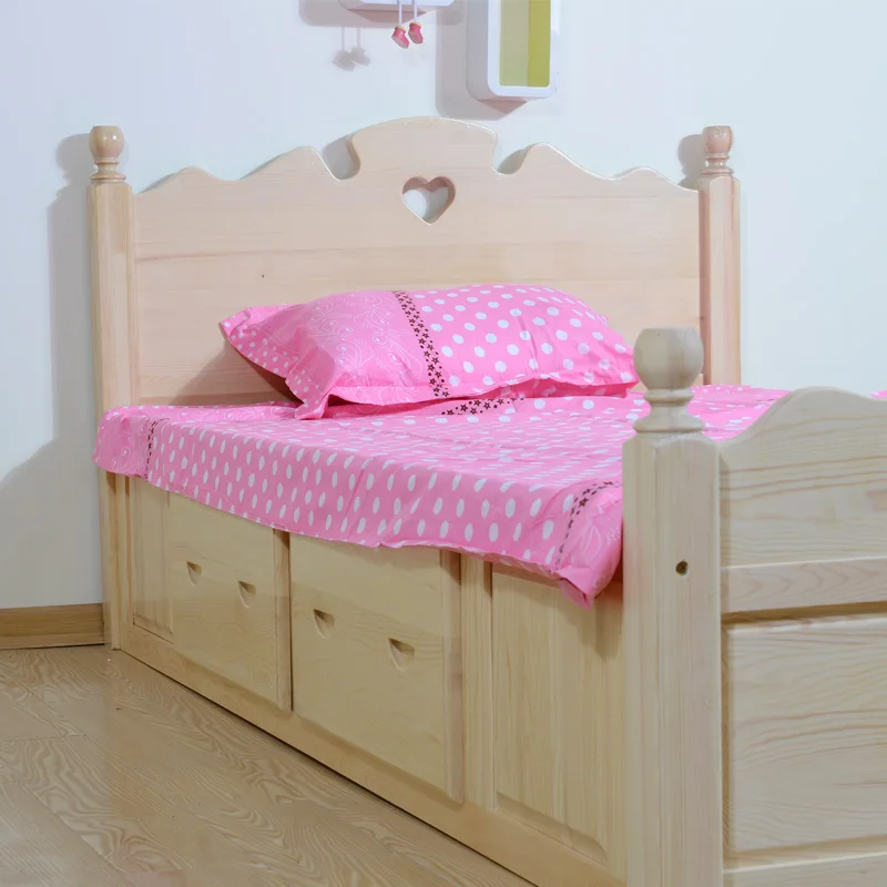De los niños de muebles de pino cama los niños de madera sólida de doble de la princesa del niño