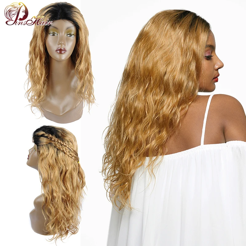 

Pinshair Ombre Blonde Lace Front Human Hair Wigs for Black Women T1B/27 Body Wave Closure Wig Peruvian Non-remy Lace Front Wigs