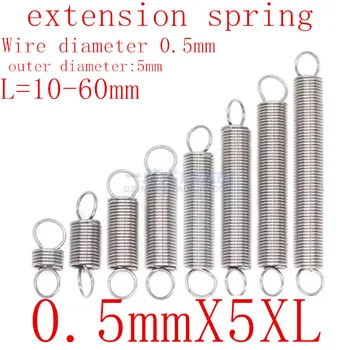 

10Pcs 304 Stainless Steel Dual Hook Small Tension Spring Hardware Accessories Wire Dia 0.5mm Outer Dia 5mm Length 15-50mm