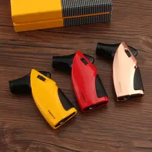 COHIBA ветрозащитная газовая сигарная зажигалка, 3 струйный фонарь, зажигалки с пламенем, многоразовая сигарета, табачная зажигалка, сигары, инструмент с подарочной коробкой