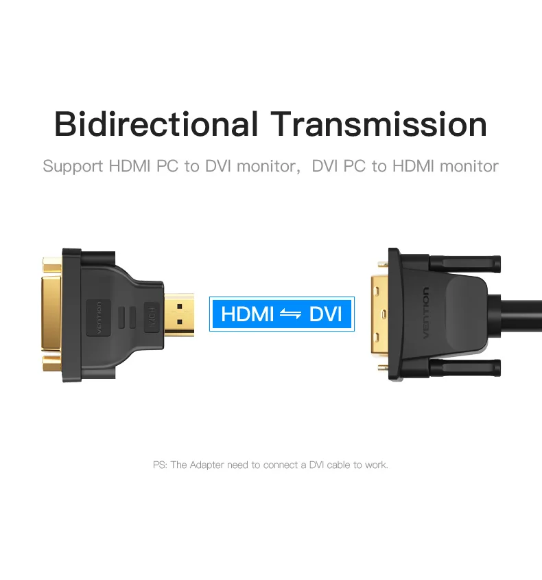 Vention HDMI DVI конвертер 1080 P HDMI/DVI аудио адаптер двунаправленный DVI на HDMI Мужской конвертер для ПК PS3 проектор ТВ коробка