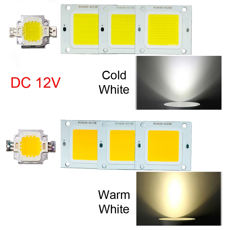 

10W 20W 30W 50W Diode Bulb Cool/Warm White DC 12V DIY High Power Lamp Bead COB LED Chip Flood Light