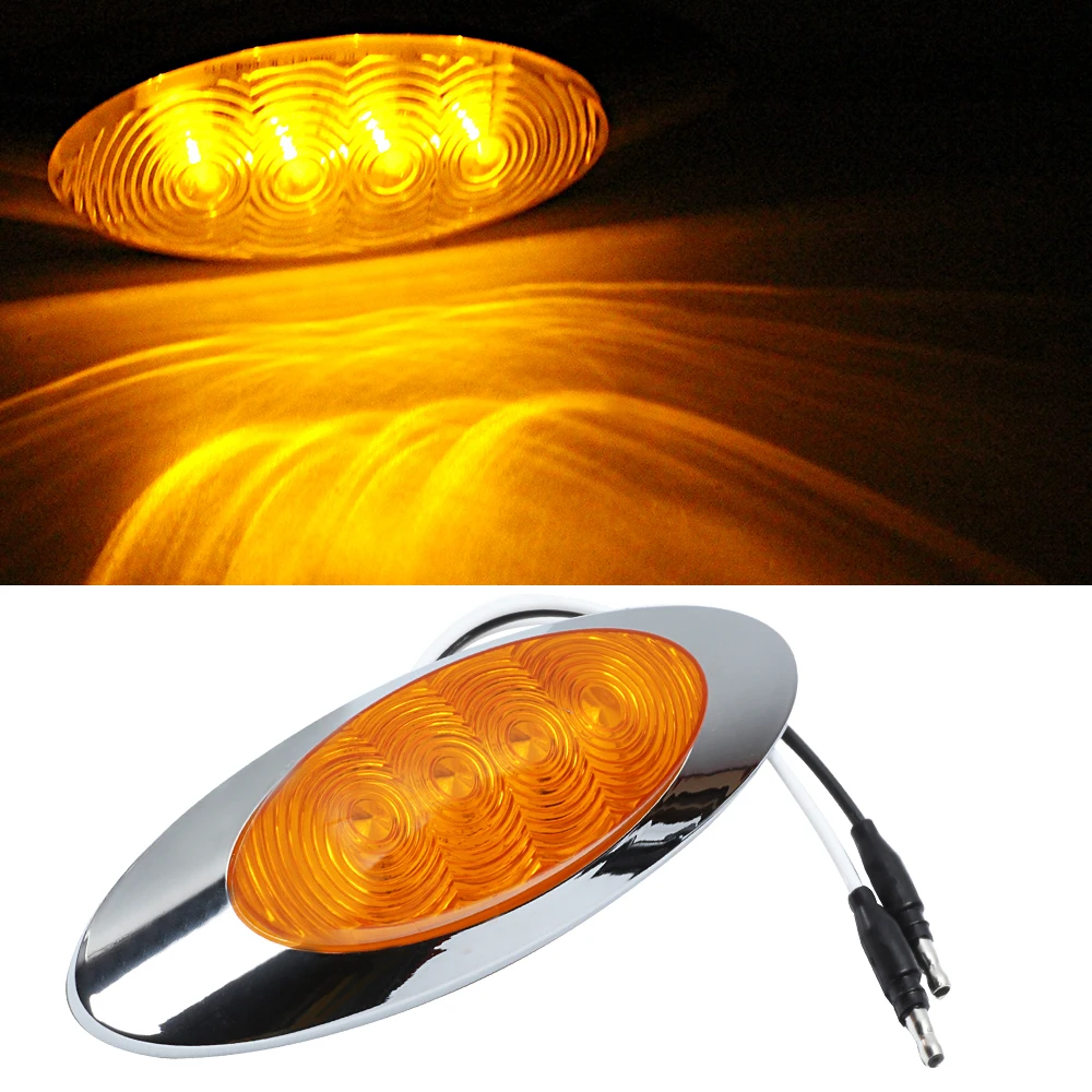 KEYECU Красный Янтарный для заказа 6-5/" 4LED герметичный боковой маркер свет панели кабины маркер свет для Peterbilt 24 V с хромированной рамкой