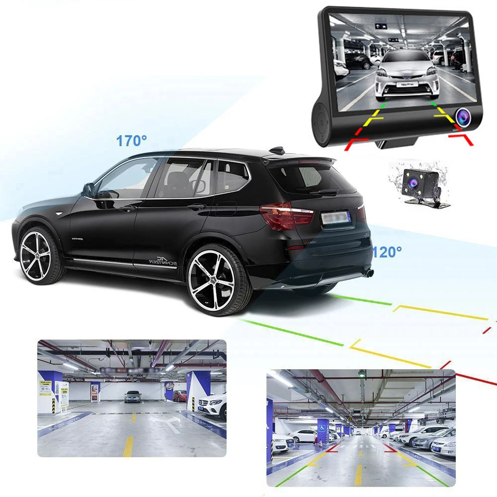Автомобильный видеорегистратор 4,0 дюймов, 3 камеры с объективом s, видеорегистратор с двумя объективами, видеорегистратор заднего вида, Автомобильный регистратор, видеорегистратор с 3 вариантами