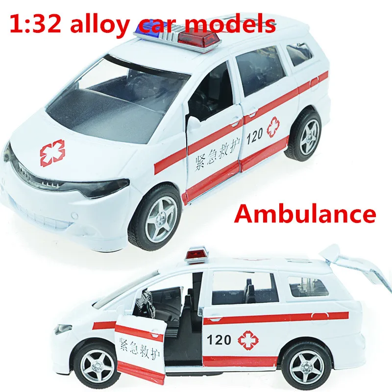 1:32 сплава модели автомобилей, высокая моделирования скорой помощи, металл Diecasts, игрушки, отступить и мигает и музыкальные, бесплатная