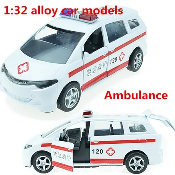 

1:32 alloy car models,high simulation ambulance, metal diecasts, toy vehicles, pull back & flashing & musical, free shipping