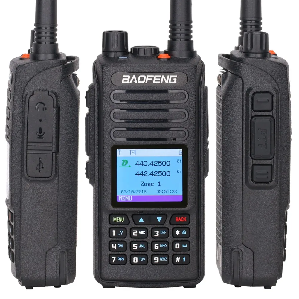 Baofeng DMR DM-1702(gps) рация VHF Двухдиапазонная 136-174 и 400-470MHz Dual Time slot Tier 1& 2 цифровое радио