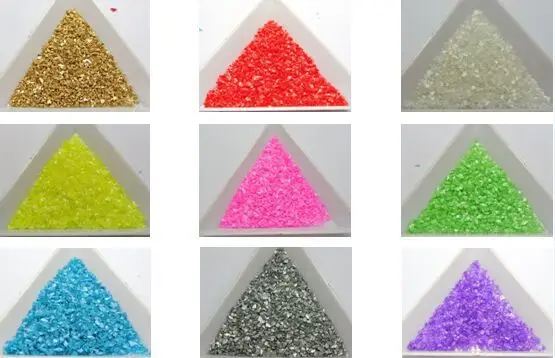 

45 Gram Glass Crushed Chips Irregular Shape Nail Art Tips + Storage Box