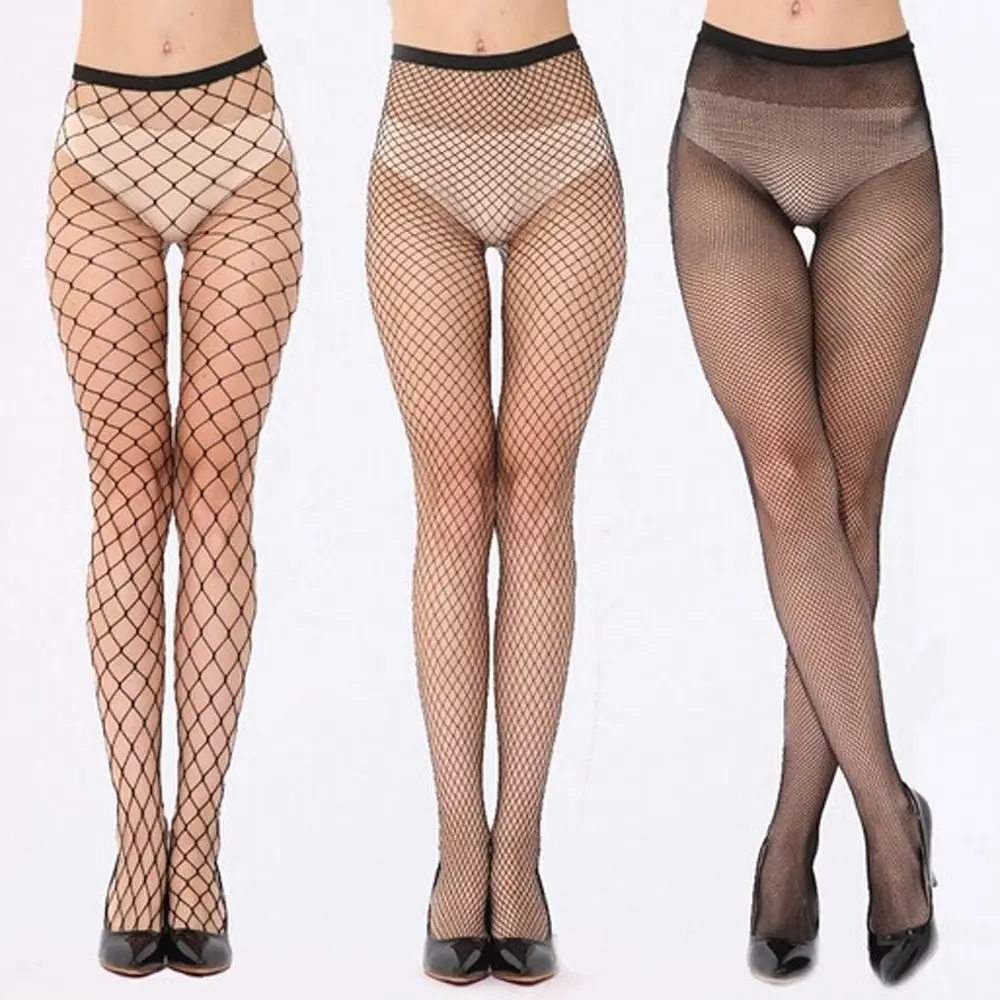 

Women Sexy Transparent Slim Fishnet Pantyhose Club Party Net Holes Black Tights Thigh High Stockings Small/Middle/Big Mesh