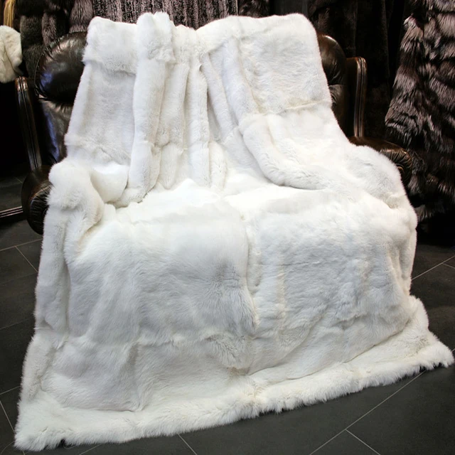 Buy 2018 White Rabbit Fur Rug Real Rabbit Fur Blanket Rugs and Carpets For