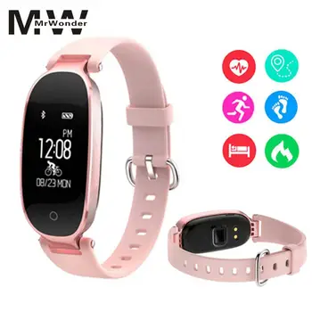 

mrwonder Women Smart Bracelet Watch Multifunction Waterproof FitnessTracker Heart Rate Monitor Wristband Pink Color Gift SAN0