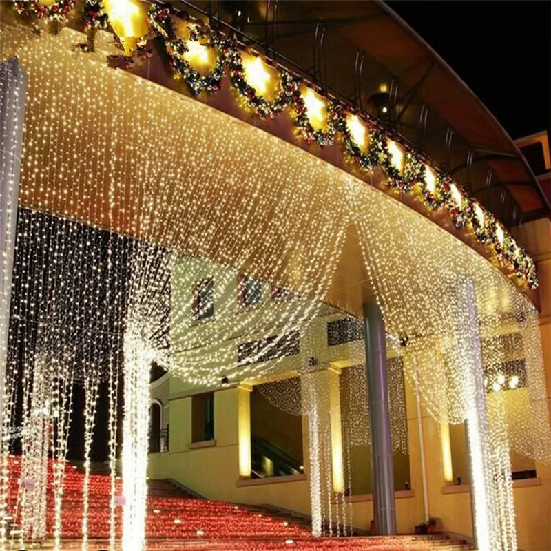 LED String 3MX3M 300LED Curtain Light icicle Christmas Light 3*1m Fairy Light Garland Birthday Party Garden Wedding Home 220V christmas decorations for home solar led fairy garland curtain string light 3mx3m curtains for home festoon led light decor