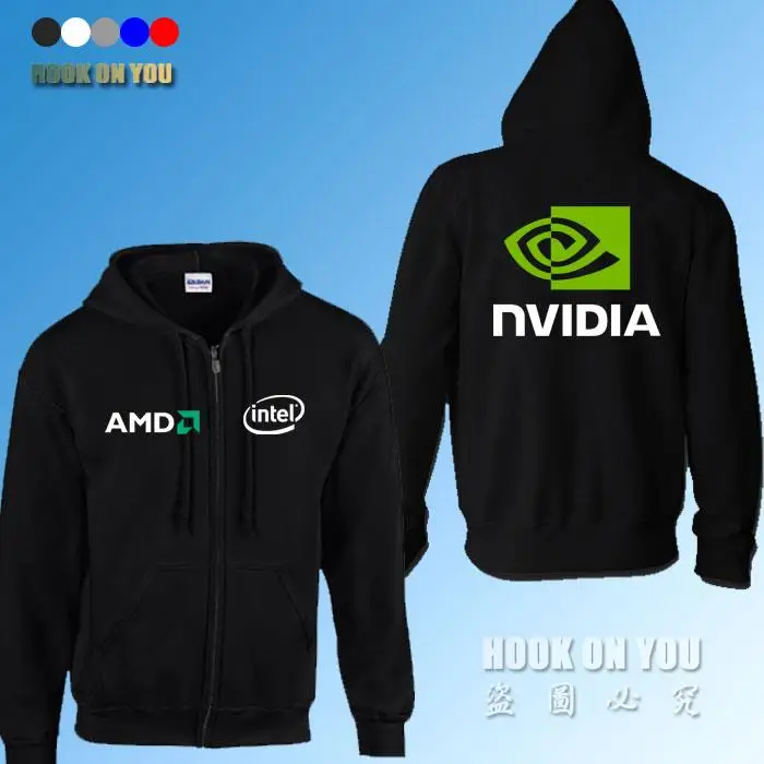 

GPU Graphics Nvidia LOGO Print sweatshirts AMD intel Nvidia Hoodies Gamer clothing fleece zipper Hoodies