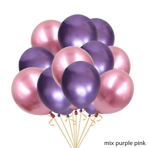 15 шт. 12 дюймов металлические цвета латексные воздушные шары с конфетти надувной шар для свадьбы, дня рождения, украшения - Цвет: Purple Pink
