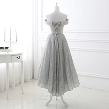 Eternal Moment Boat Neck A line Evening Dress Sequin Lace Short Front Back Long Prom Dress robe de soiree