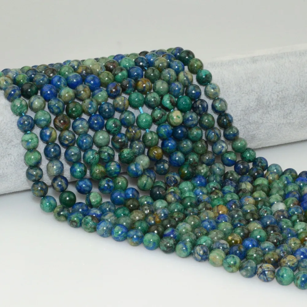 

Natural Genuine Azurite Loose Round Beads 8mm - No Color Treatment / Simple Quality / 30 Strands Stock