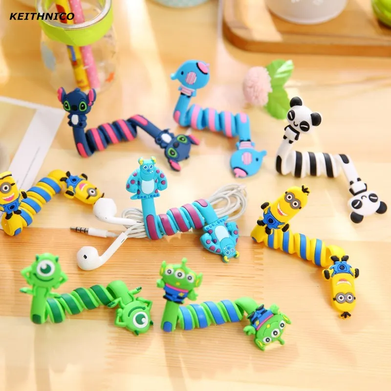 

3Pcs Cartoon Animal Cable Tie Wire Wrap Winder Spiral Protector Organizer Headphone Charging Data Line Fixer Cord Manager