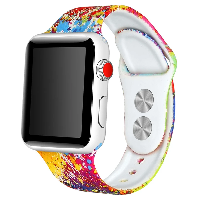 Спортивный ремешок для apple watch 42 мм 38 iwatch 5/4/3/2/1 с принтом силиконовый часов 4 5 44 40