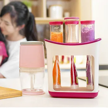 

2018 Squeeze Juice Station Baby Food Organination Storage Containers Baby Food Maker Set Fruit Puree Packing Machine Party Gifts