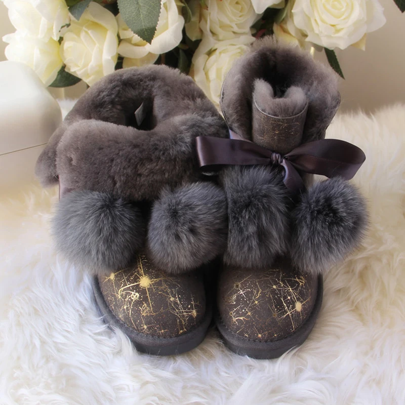 Free shipping! New Brand Natural Sheepskin Leather snow boots for women 100% Real Wool inside lady winter warm Boots Free shipping! New Brand Natural Sheepskin Leather snow boots for women 100% Real Wool inside lady winter warm Boots